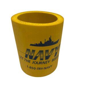 Navy Yellow Foam Can Holder With Ship Graphic & "1-800-Try-Navy" Text